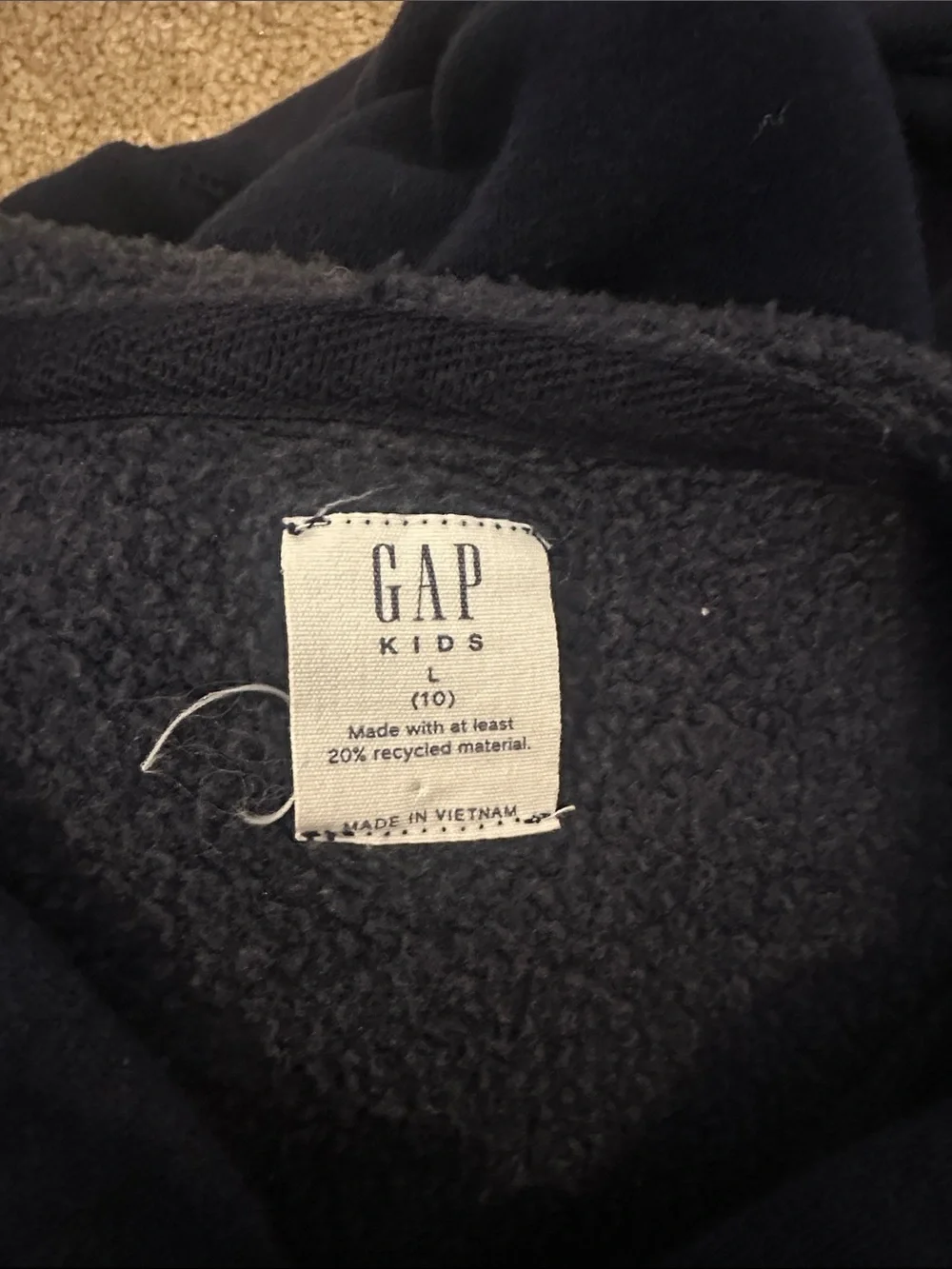GAP Girls Navy Zip Hoodie with Pink Lettering